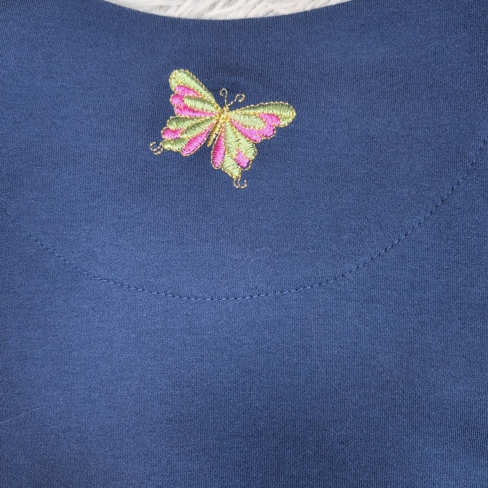Breckenridge Sweater Womens L Blue Cardigan Button Up Embroidery Butterfly - Picture 11 of 11